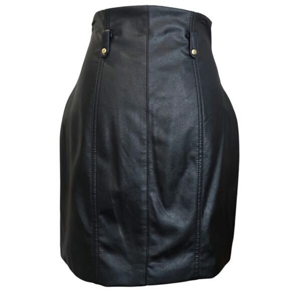 Women's Black Pleather High Waisted Skirt Sz. 6 - Picture 2 of 5